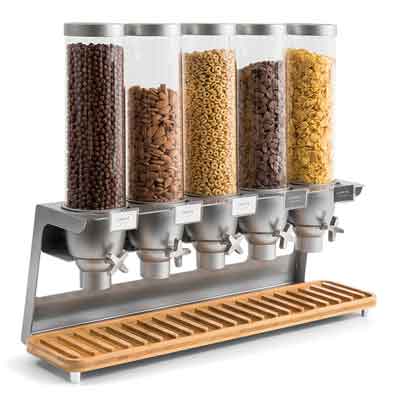 5 dispenser cereal stand with bambo catchtray