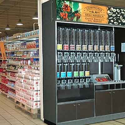 Supermarket coffee bean display